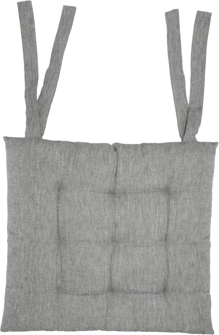 Chair Cushion Pads  - Dining Kitchen Office Chair Seat Cushion with Ties- Durable Cotton Chambray Fabric Cover - Thick Comfy Poly Fill - Indoor Use  5 Pcs, Grey, 20 x 20 in, 19 x 15 in, 19 x 19 in, (2x)- 12.6 in x 23.6 in x 0.8 in