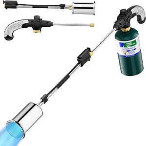 Sondiko Propane Torch Weed Burner, High Output 1,200,000 BTU Weed Torch Flamethrower, 30" Detachable Long Arm Heavy Duty Blow Torch with Flame Control For Garden, Wood, Ice, Snow, Stumps, Melting (Black & Silver)