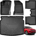 Floor Mats Cargo Liner for Jeep Compass Floor Mats 2017-2026TPE All Weather Odorless Easy to Install Secure in Place Non-slip Surface Handle Heavy Rain Snow No Trimming Raised Edge, for Compass 2017-2026 4PCS