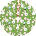Easter Rabbits Christmas Tree Skirt 48 Inches, Xmas Tree Skirt Party Indoor Decoration Ornaments Hat