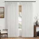 92 Inch Blackout White Beige Curtains&Drapes Pinch Pleat Linen 2 Panels for Living/Bedroom,Viral Thick Sound Dampening Thermal Sliding Door Aesthetic Window Treatments with Hooks&Rings 50"Wx92"L