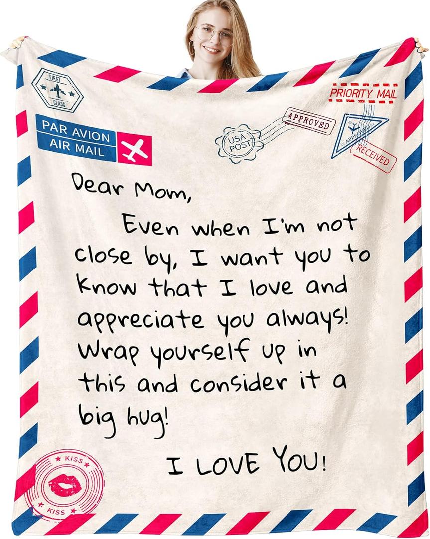 Christmas Mom Gifts, Mom Birthday Gifts from Daughter, Gifts for Mother from Son, Moms Birthday Gift Ideas, Mother Gifts Throw Blanket 60" x 50", Daughter/Son to Moms Gifts, Mothers Bday Presents