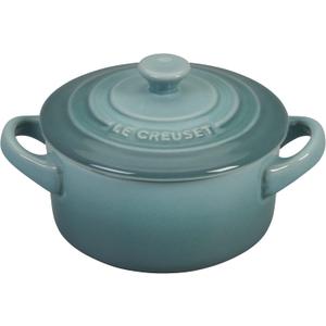 Le Creuset Stoneware Mini Round Cocotte with Lid, 8 oz., Sea Salt