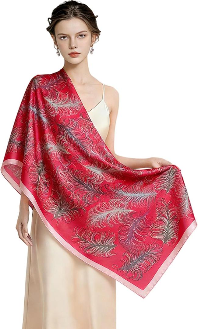 Shawl Wraps for Women Lightweight Hijab Large Beach Scarf Pashmina Silky Satin Headscarf Long Sunscreen Scarves