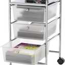 Simple Houseware Utility Cart with 3 Drawers Rolling Storage Art Craft Organizer, Chrome