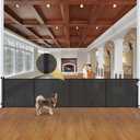 Reinforced 42" Tall Retractable Baby Gates Extra Wide Dog Gate with Support Rods - Prevent Crawling Under, 175" Extra Long Baby Gate Tall Dog Gate Indoor Retractable Fence Outdoor Garage Gate, Black