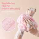 Yiclick Exfoliating Washcloth Towel - Exfoliating Body Scrubber, Loofah Wash Sponge - Korean & Japanse & African Washcloth - Soft + Rough Exfoliating Back Scrubber - for Senstive and Rough Skin, Pink