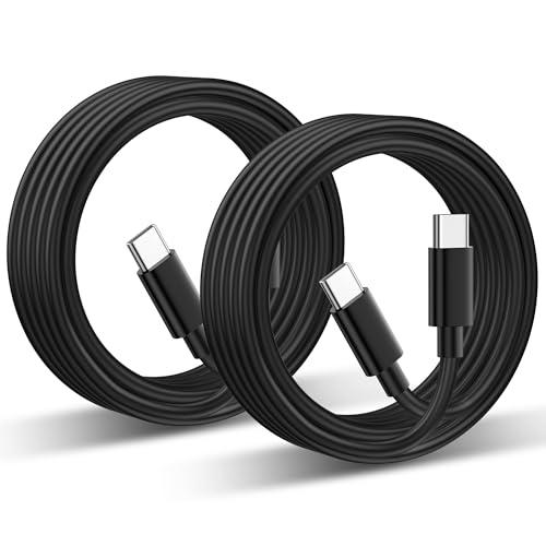 2 Pack 100W USB C to USB C Cable (3.3ft 2Pack), USBC to USBC Fast Charging Cable Braided Type C Charger Cord for iPhone 16 15 Pro Max Plus, MacBook Pro/Air, Samsung Galaxy S25 S24 Ultra, iPad Pro, Black