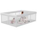 Large Baby Playpen 74x50 Inch PlayPen for Babies and Toddlers, Play Yards for Indoor & Outdoor with Zipper Gates, Breathable Mesh (Grey)