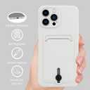 MZELQ TPU Wallet Compatible with iPhone 13 Pro Max Case, Card Holder Camera Protection Cover + Screen Protector, Push-able Slot for Girls Women -White