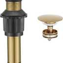 Bathroom Sink Drain Without Overflow, Brushed Gold Bathroom Sink Stopper for Vanity Vessel Sink, Rapid Draining Stainless Steel Pop Up Drain with Hair Catcher Anti-Clog Strainer