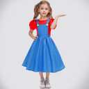 Brothers Costume for Girls Dress up Halloween Cosplay Outfit with Hat (120(4-5T), Blue)