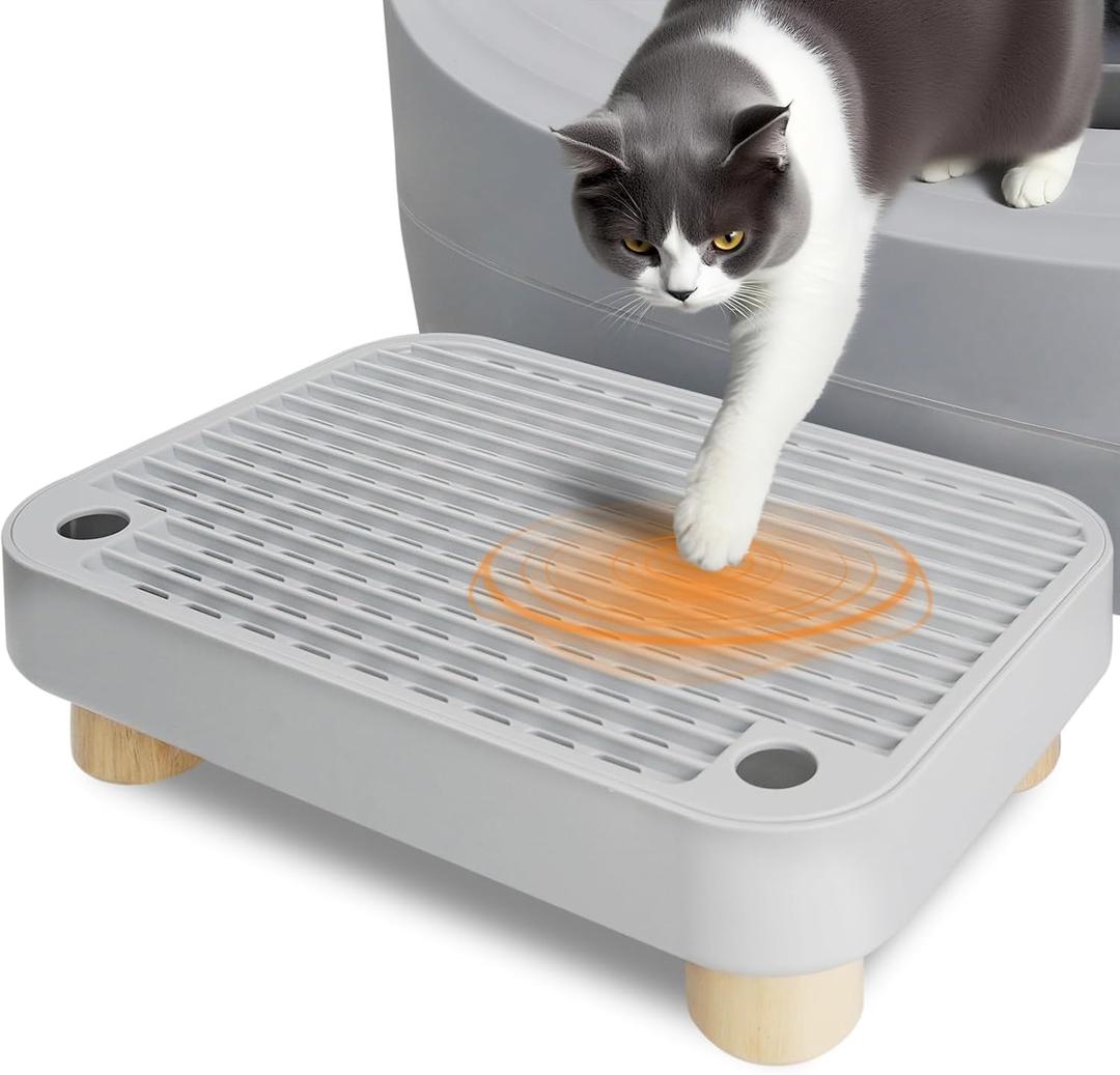 Self-Cleaning Litter Box Step  Removable Top, Waterproof & Non-Slip Kitty Litter Catcher Tray, Anti-Tracking Cat Litter Box Mat for Easy Cleaning and Floor Protection