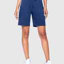 Women's 7" Athletic Hiking Long Shorts with Pockets High Waisted Stretchy | Bermuda Shorts for Women, Workout, Casual (Blue, XL)
