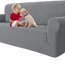 MAXIJIN Super Stretch Couch Cover for 3 Cushion Couch, 1Piece Universal Sofa Covers Living Room Jacquard Spandex Furniture Protector Dogs Pet Friendly Fitted (Extra Large, Light Gray)