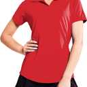 MIER Women's Golf Polo Shirts Collared V Neck Short Sleeve Tennis Shirt, Dry Fit, Moisture Wicking Small