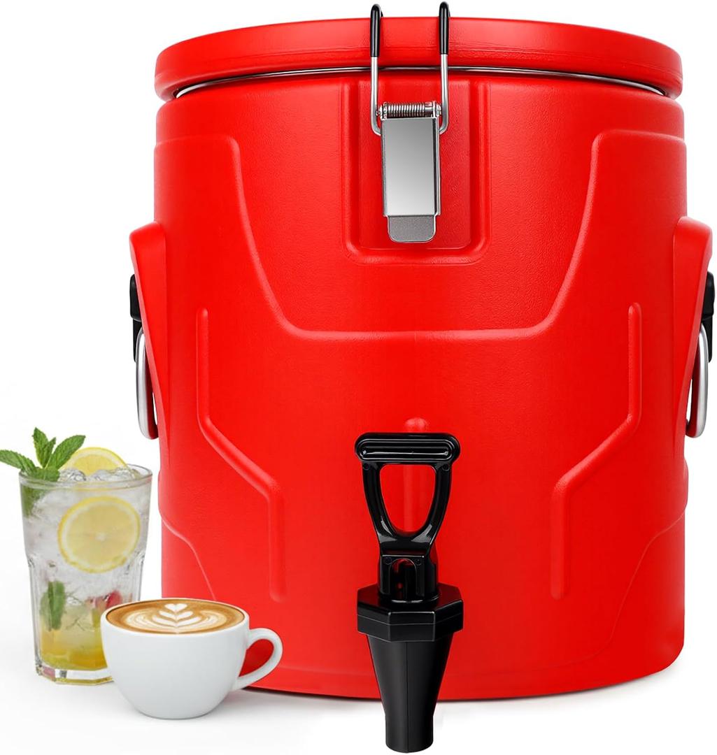 Beverage Dispenser 4 Gallon, Hot Drink Dispenser with 304 Stainless Steel Interior & Spout, Hot Water Dispenser for Parties, Portable Outdoors Water Cooler Jug