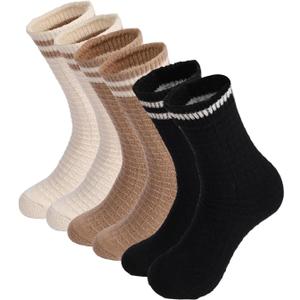 6 Pairs Crew Sock for Women Thermal Winter Thick Crew Sock Cold Weather Thick Winter Wool Hiking