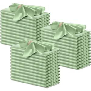 P Pothuiny 50 Pcs Silky Sage Green Satin Napkins 17 x 17 Inches, Square Smooth Wedding Dinner Napkins Bulk Cloth Napkins Table Napkins for Banquet Party Restaurant Decor, Thanksgiving, Christmas