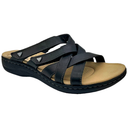Clarks Collection Women's Leather Sandals Laurieann Bali Black Leather Women's Sandal - Stylish Adjustable Strap Design with Arch Support, Cooling Gel Padding for All-Day Enjoyment and Walking Comfort , 9.5