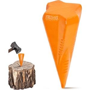1 Pcs 4 Lbs Wood Splitting Wedges Manual Log Splitter Wedge 4-Direction Diamond Design Forged Steel Tool for Easy Wood Splitting Splits Firewood into 4 Pieces Less Effort(Orange)
