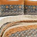 Lush Decor Royal Empire Reversible Cotton Quilt Set, 3 Piece Set King, Yellow & Gray - Striped Bedding Set - Floral Quilt King Size - Boho Decor