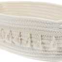 Bohemian Style Macrame Storage Basket Rectangular Cotton Rope Organizer for Sundries Decorative Woven Basket for Home Nursery and Bathroom