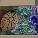 2 Set Artificial Petunias Flowers with Hanging Baskets, 24 Pcs Silk Petunia UV Resistant Purple Faux Petunias Flowers with Hanging Planter for Front Door Porch Spring Outside Decor (2, Purple)