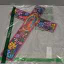 Putuo Decor Floral Cross Wall Decor Painted Decorative Wooden Inspirational Cross Spanish Style Wall Cross Decor Mexican Art Wall Decor Crucifix for Home Room Church Decoration