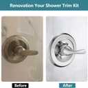 Shower Trim Kit Compatible with 13/14 Series, Shower Cover Plate with Handle, Chrome(Valve& Catridge Not Included)