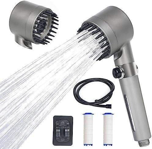 Shower Heads With Handheld Spray Combo, High Pressure Shower Heads, Shower head filters,3 Modes Filtered shower head with hose 60'',Bracket,Rubber Washers ,Apartment Must Haves