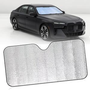 Car Windshield Sun Shade, Double Thickened Aluminum Foil Car Sun Visor Protector, Suction Cup Foldable Automotive Windshield Sunshade Cover, Universal for Most Cars SUVs Trucks (Small)