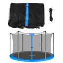 14FT Trampoline Replacement Safety Enclosure Net for 6 Straight Poles Round Frame Trampolines, Breathable and Weather-Resistant Trampoline Net with Adjustable Straps (Net Only) Blue