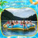 Hungdao 14.5 Ft Giant Inflatable Floating Island for 8-10 People, Large Lake Party Float Platform with Mesh Seats Cup Holders Coolers, Heavy Duty Pool Lake Floating Dock Raft for Adults Groups