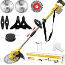 Cordless Weed Wacker for Dewalt 20V MAX Battery, 4-in-1 Electric Weed Eater, String Trimmer with 5 Blades, for Lawn, Yard and Bush Trimming (No Battery) (Yellow)