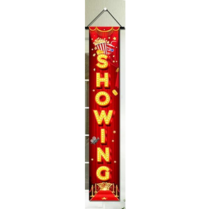 Movie Night Porch Sign Banner Red Neon Movie Theme Party Hanging Banner for Home Film Backdrop Movie Theater Welcome Now Showing Sign Door Couplet Decorations Supplies