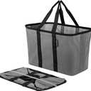 CleverMade EcoBasket Reusable Grocery Tote - 30L - Pack of 1 - Gray Black - Collapsible Storage Shopping Organizer - Heavy Duty Utility Bag Home