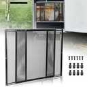 RVZONE Premium RV Screen Door Protector Adjusts from 21.5"- 35", Lightweight RV Entry Screen Door Grille Adjustable Metal Screen Defender for RV Door Camper Screen Door Protector for Dogs Kids