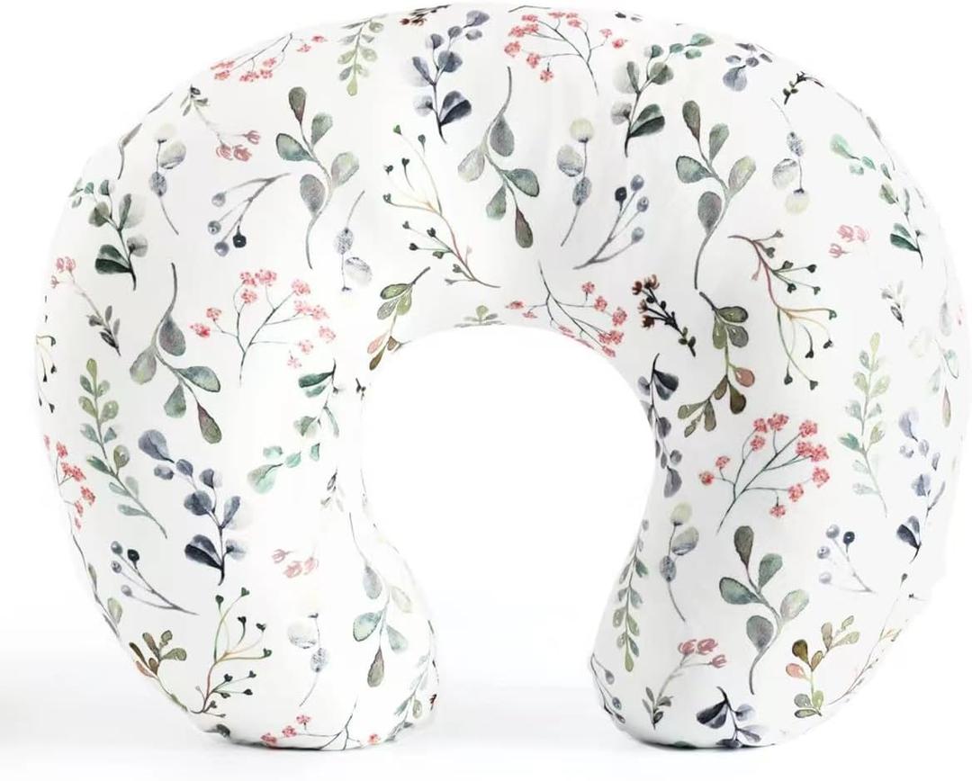 Nursing Pillow and Positioner, Breastfeeding, Bottle Feeding, Baby Sitting Support with Removable Ultra Soft Minky Cover, Tummy Time Support for Baby Boys and Girls(Floarl) (Floral)