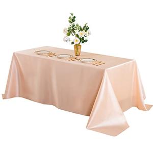 Horbaunal Peach Satin Tablecloth 60 x 102 Inches Rectangle Satin Table Cover Bright Silk Table Cloth Smooth Table Decoration for Wedding Party Banquet