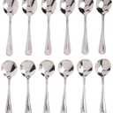 Winco 12-Piece Dots Bouillon Spoon Set, 18-0 Stainless Steel,Silver