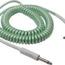 Curly Guitar Cable, 2 Meters Coiled Instrument Cable Chord for Guitar/Bass, 6.35 mm Right Angle to Straight Spiral Guitar Lead (green)