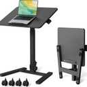 Gibbon Mounts Foldable Standing DeskSmall Mobile Sit-Stand Desk with 90 Tiltable TopRolling Rising Laptop Workstation Adjustable HeightPortable Table on Hidden Wheels/4 Lockable CastersBlack