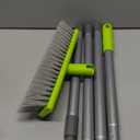 Floor Scrub Brush 2 in 1 Scrape and Stiff Bristle Deck Brush for Cleaning Concrete, Patio, Garage, Kitchen, Carpet and Bathroom 57" Long Handle (Green)