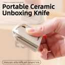 2 x New Portable Ceramic Unboxing Knife, Mini Magnetic Carton and Package Opener Box Cutter，Retractable Utility Knife Ceramic Blades with Lanyard Hole-2pcs