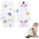Cat Surgery Recovery Suit Cats Post Surgical Recovery Suit Kitten Onesie Bodysuit Anti-licking Cats Vest Wound Protector Recovery Clothes, Elizabethan Collar & Cone Alternative(M/Colorful Cat) 