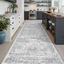 Soalmost Runner Rug 3x10 Washable Non-Slip Hallway Runner Rugs for Kitchen Bathroom Laundry Room Grey Vintage Floor Carpet Runners for Hallways Entryway