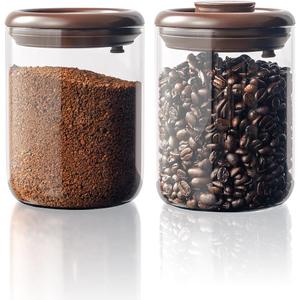 Glass Coffee Container - 10 oz Pop Top Coffee Storage Airtight Canister, Large Ground Coffee Containers Coffee Jars with Lids, 0.63lb, 2 Pack