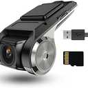 Hikity USB DVR On-Dash Camera - Loop Recording Dash Camera for Cars with 32GB SD Card 24H Parking Mode Driving Recorder LDWS FCWS Dash Cam for Android Radio Stereo GPS DVD