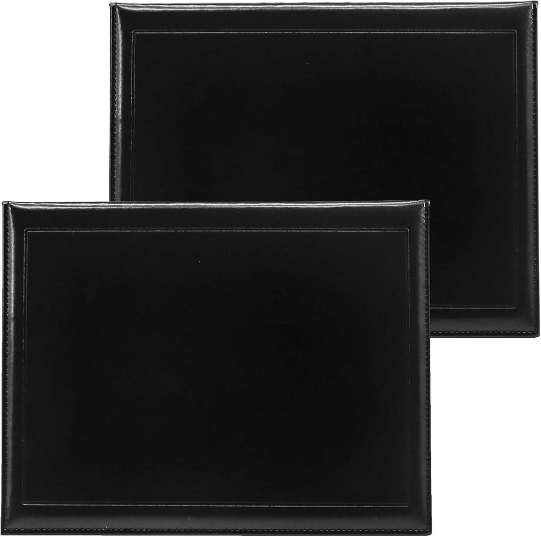 GraduationMall Leatherette Smooth Diploma Cover for Certificate 8.5"x 11" Padded Graduation Diploma Holder Black,2 Packs